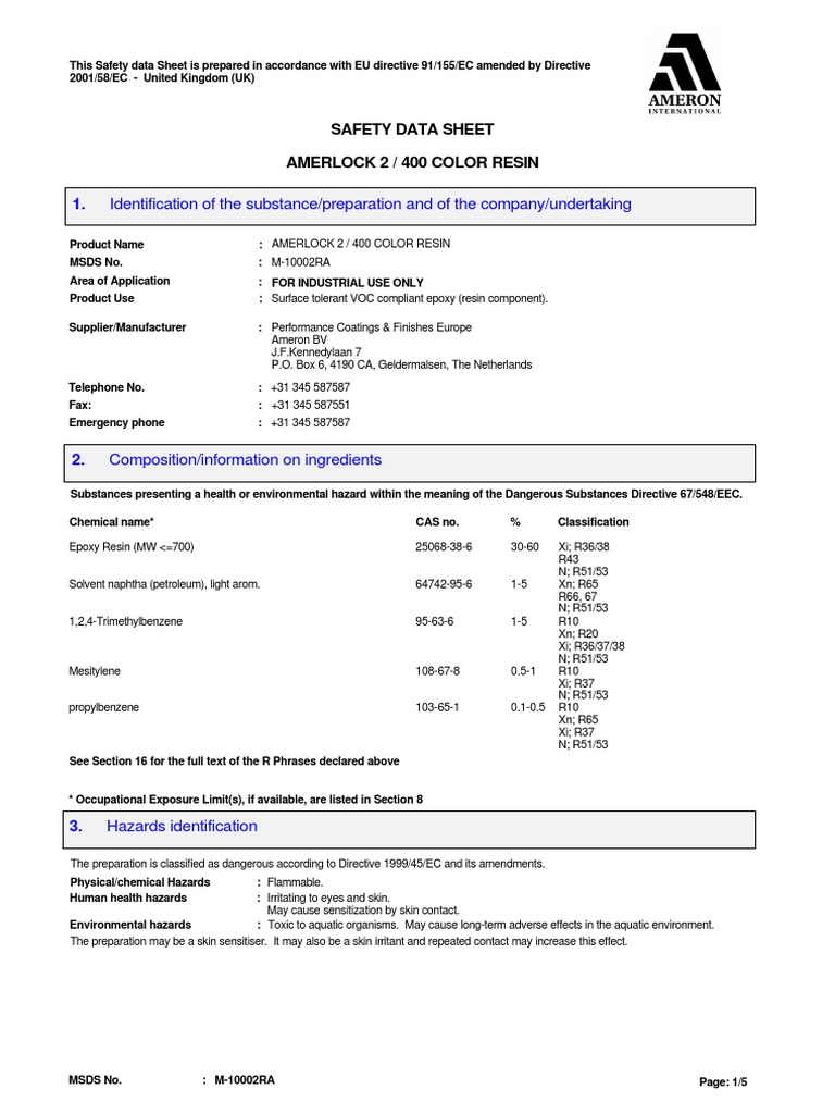 Msds Am 2c | Download Free PDF | Dangerous Goods | Chemistry