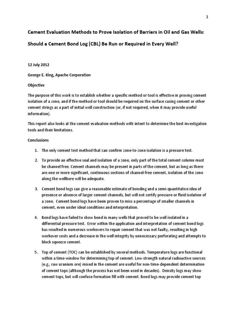 Cement Bond Log (CBL) Overview-DRAFT-2 | PDF | Home & Garden