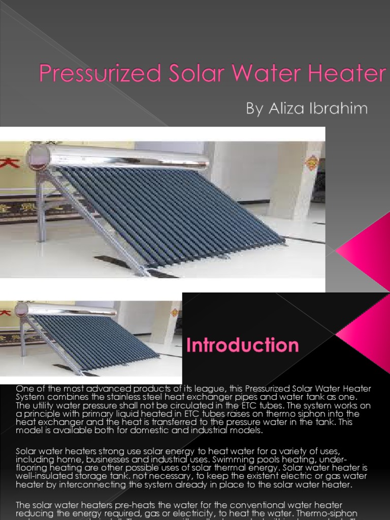 Pressurized Solar Water Heater System | PDF | Water Heating | Solar Energy
