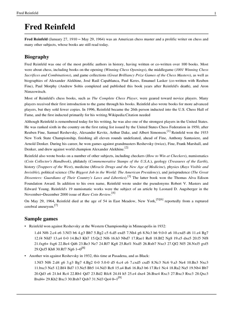 Fred Reinfeld PDF Chess Theory Game Theory