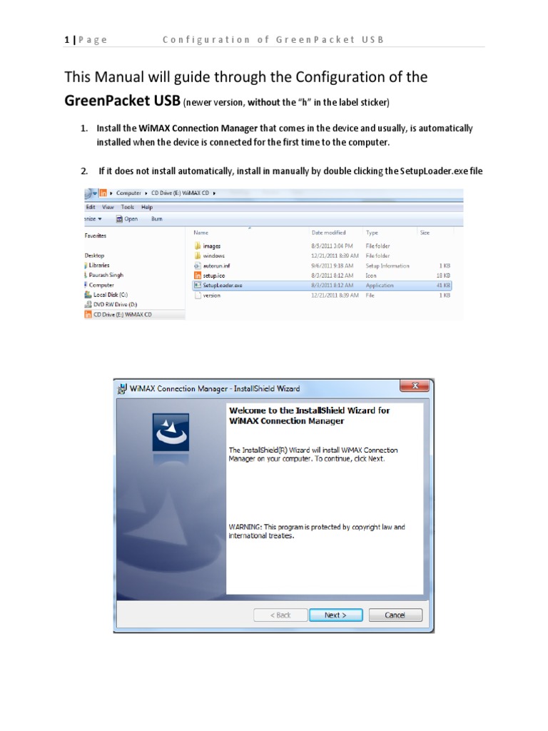 GreenPacket USB Setup Guide | PDF | Computers | Technology & Engineering