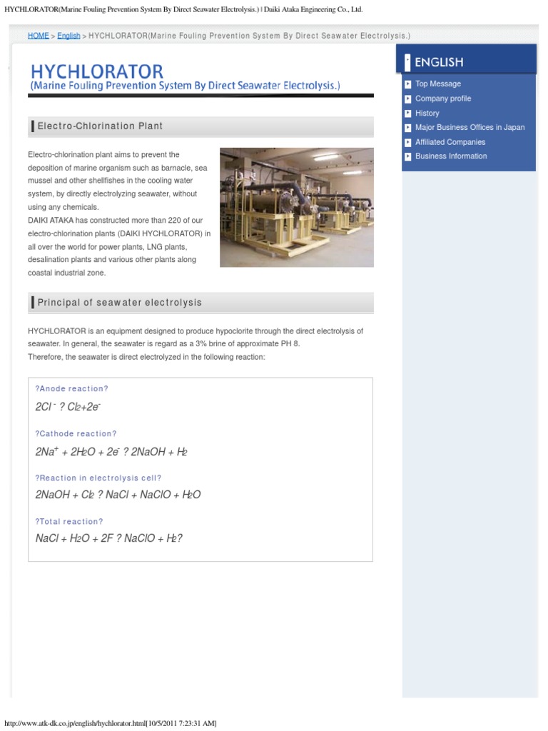 Marine Fouling Prevention via Electrolysis | PDF | Seawater | Chemical ...