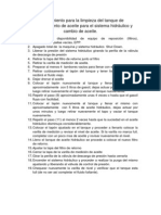 Procedimiento para La Limpieza Del Tanque de Almacenamiento de Aceite para El Sistema Hidráulico y Cambio de Aceite