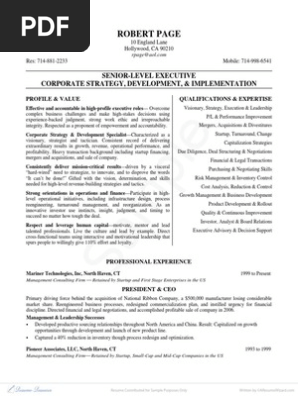 Sample Resume Executive CEO