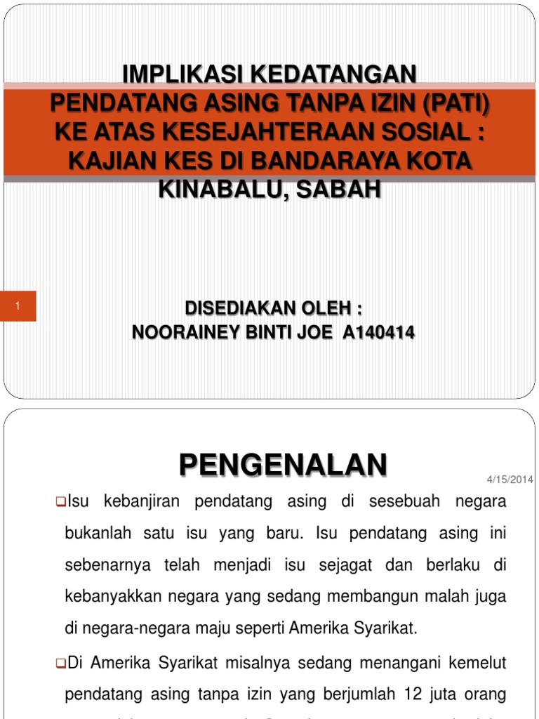 Implikasi Kedatangan Pendatang Asing Tanpa Izin Pati Ke Atas Kesejahteraan Sosial Pdf