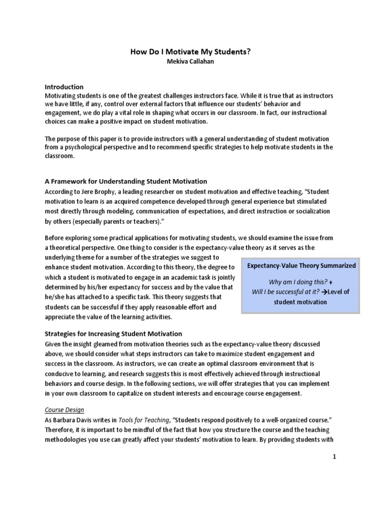How Do I Motivate My Students White Paper | PDF | Motivation | Motivational