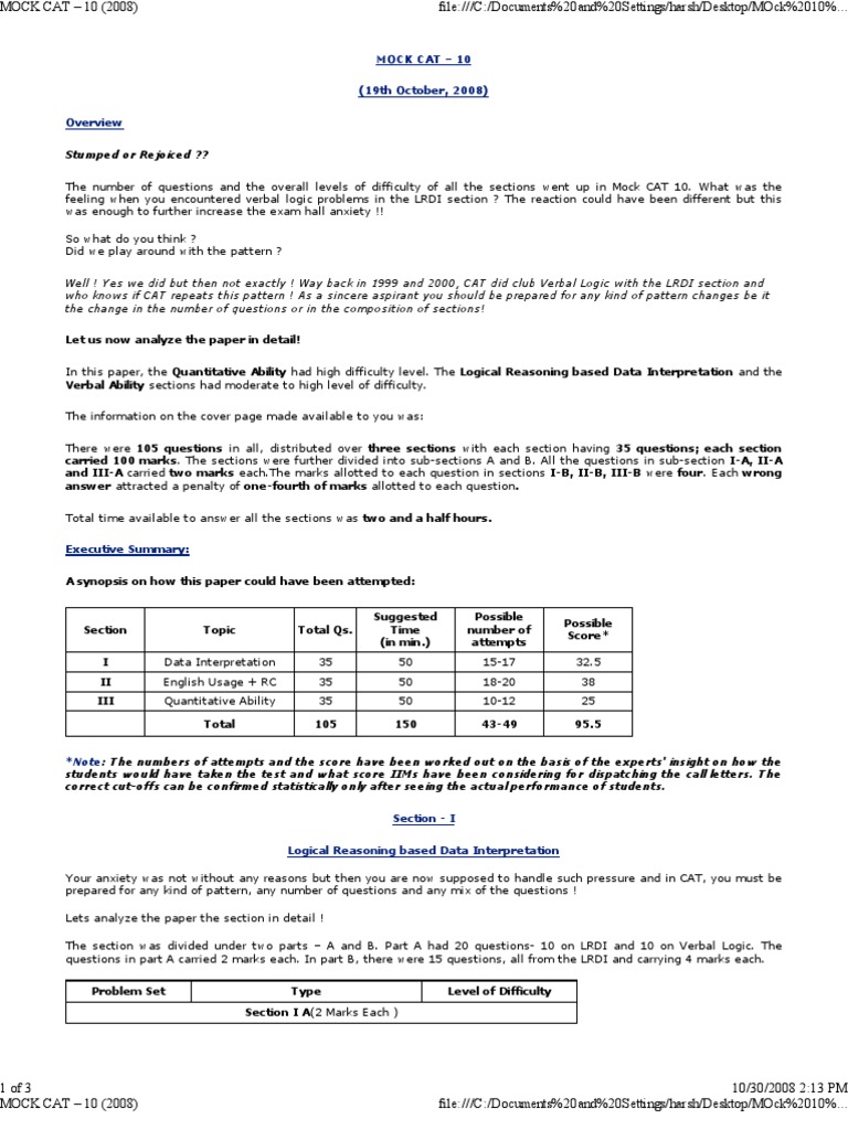 MOck 10 Expert Analysis | PDF | Teaching Methods & Materials | Computers