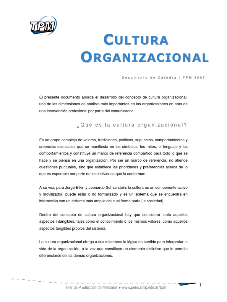 Definición y elementos de cultura organizacional | PDF | Relaciones ...