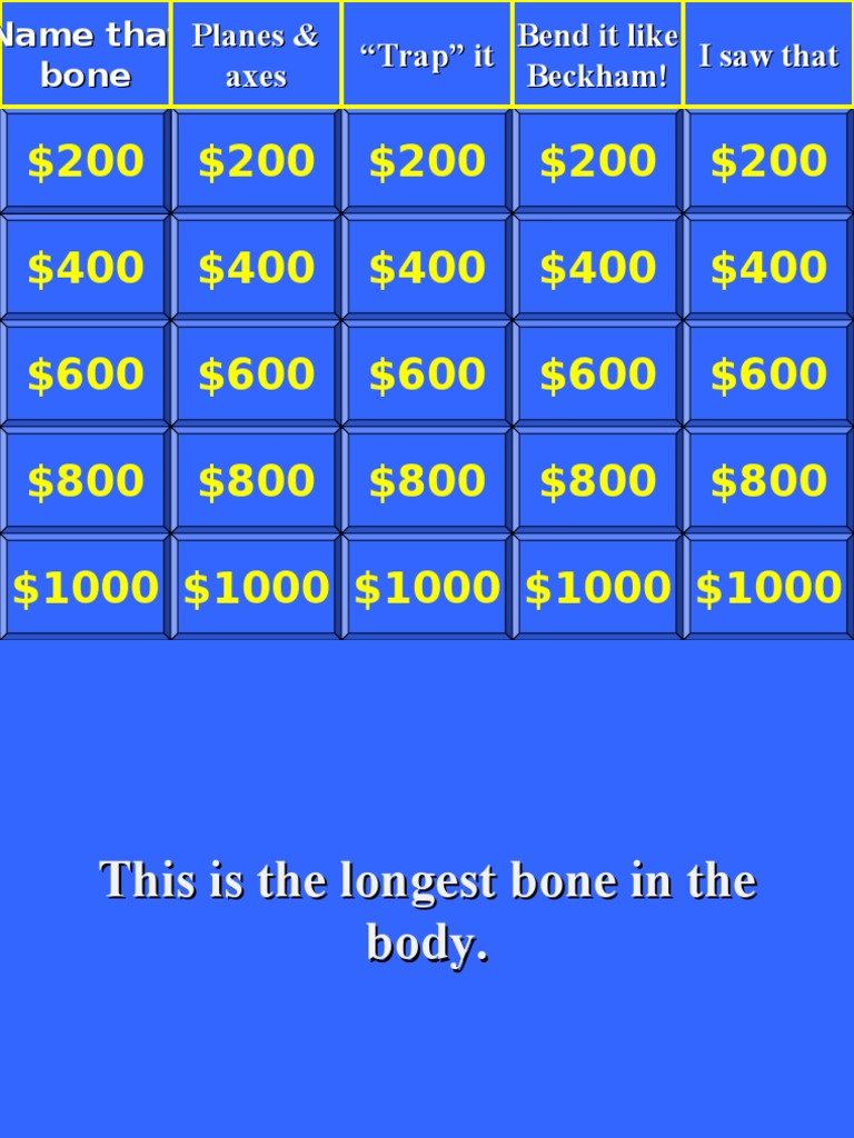 Anatomy Jeopardy Round 1 Compat Thumb Limbs (Anatomy)
