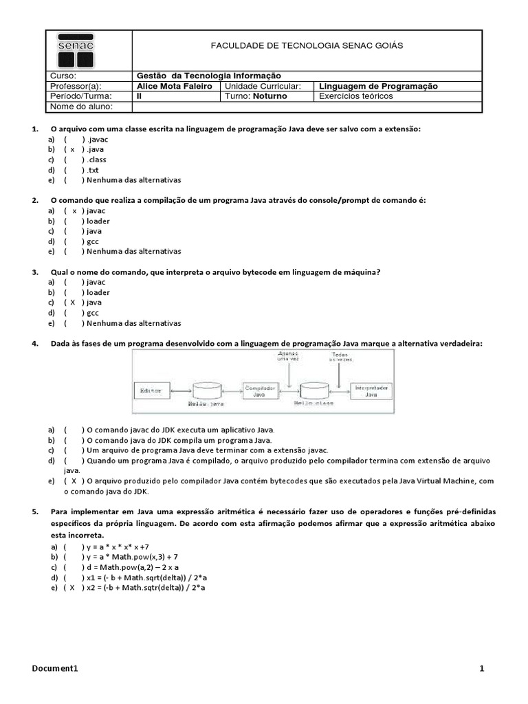 Lista de Exercícios Teóricos - Conceitos Básicos | PDF | Java ...