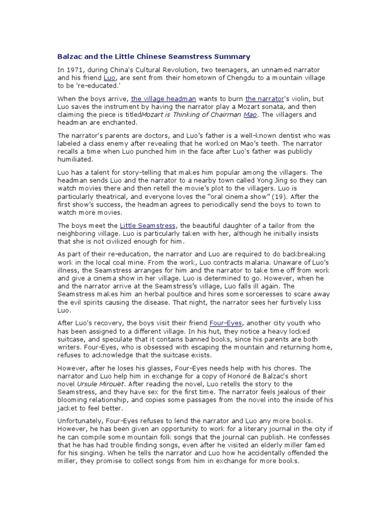 Balzac and The Little Chinese Seamstress Summary Luo The Village