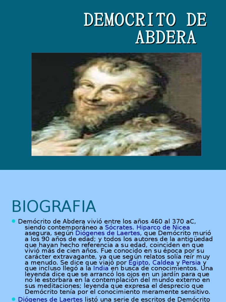 Democrito de Abdera | PDF | Filosofía | Clásicos
