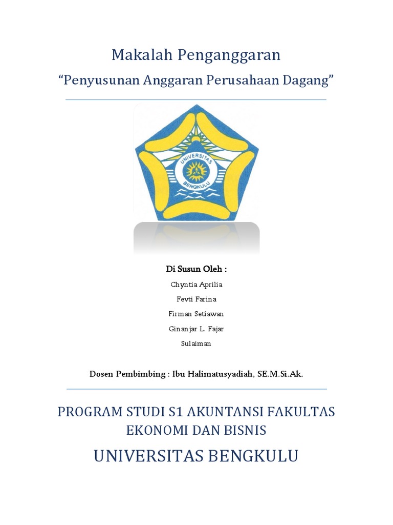 Makalah Penganggaran Penyusunan Anggaran Perusahaan Dagang