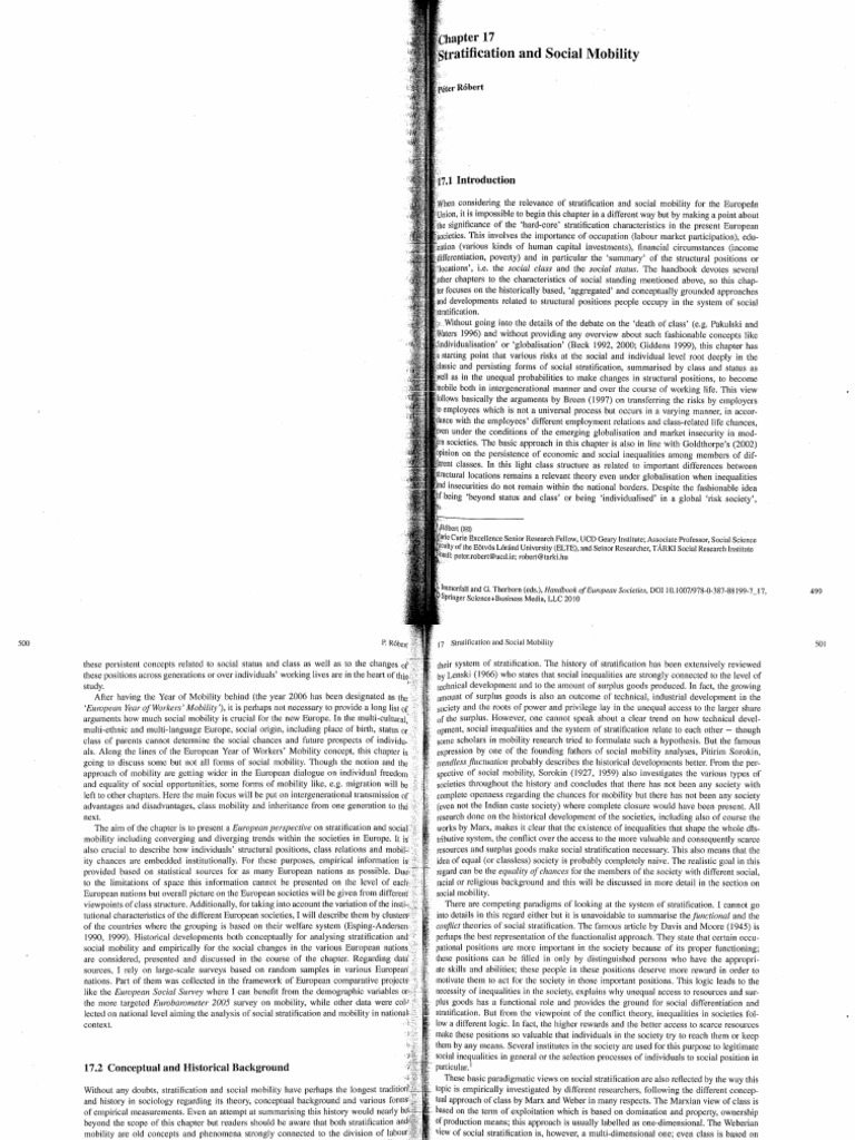 Robert 2010 Stratification Social Mobility | PDF | Social ...