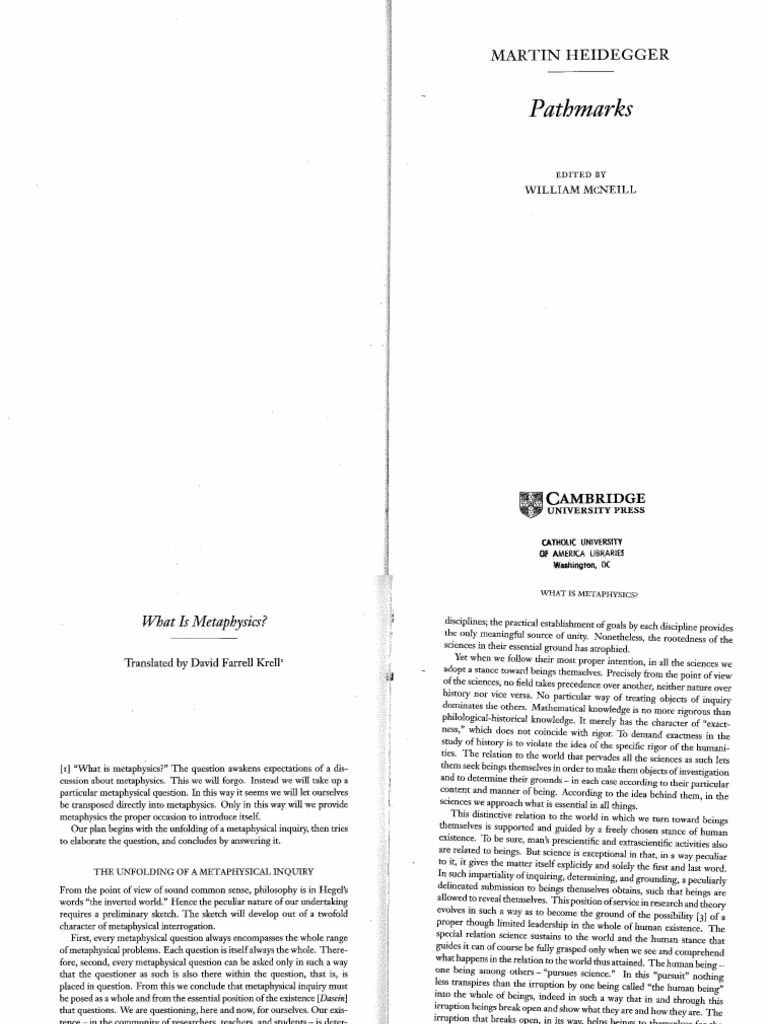 Martin Heidegger - What Is Metaphysics-Pathmarks | PDF | Language Arts ...