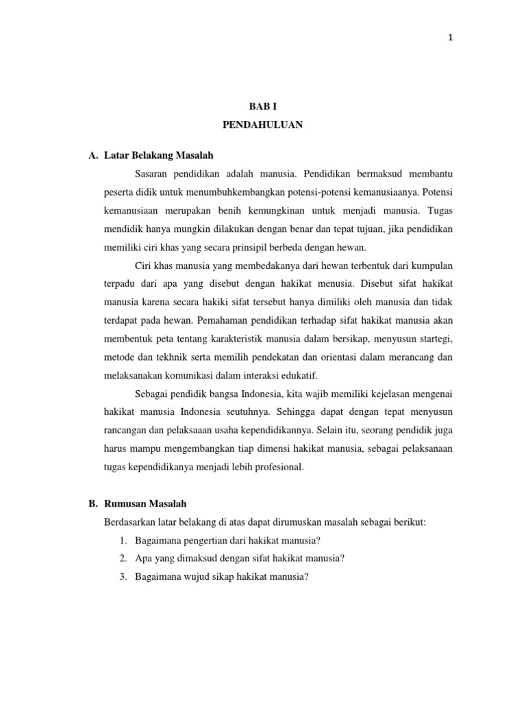 Makalah Hakikat Manusia