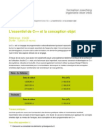 L'essentiel de C++ Et La Conception Objet: Formation Coaching Ingénierie Inter Intra