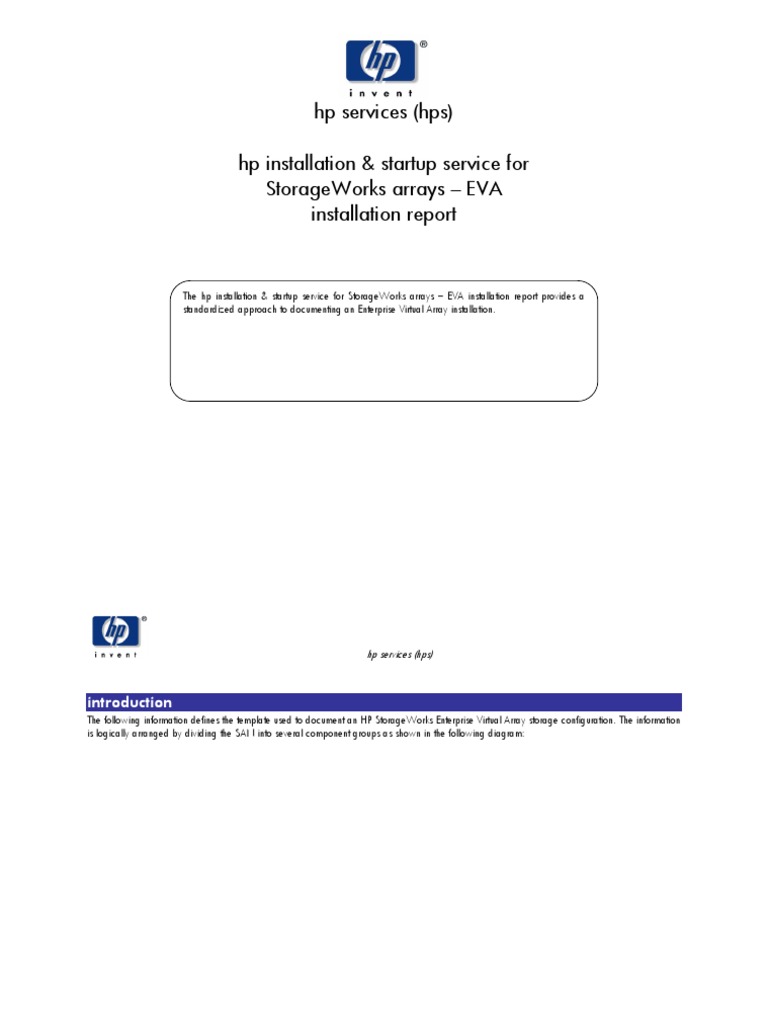 Installation Report Template Hewlett Packard Gateway