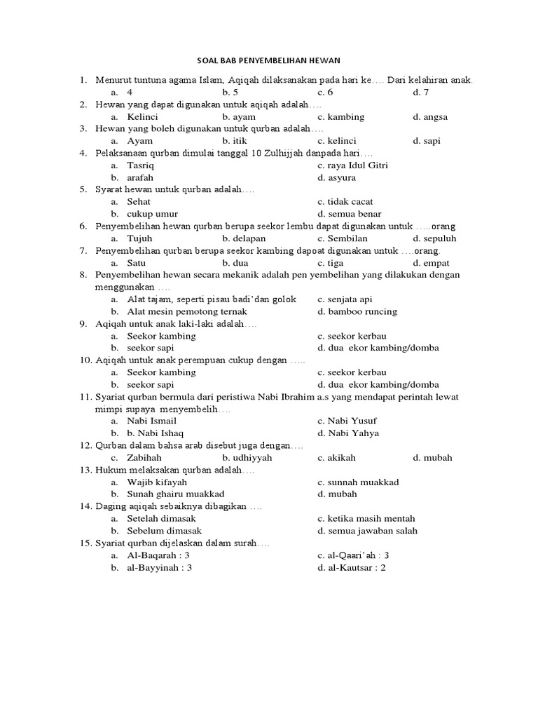 Bank Soal Pai Kelas Ix