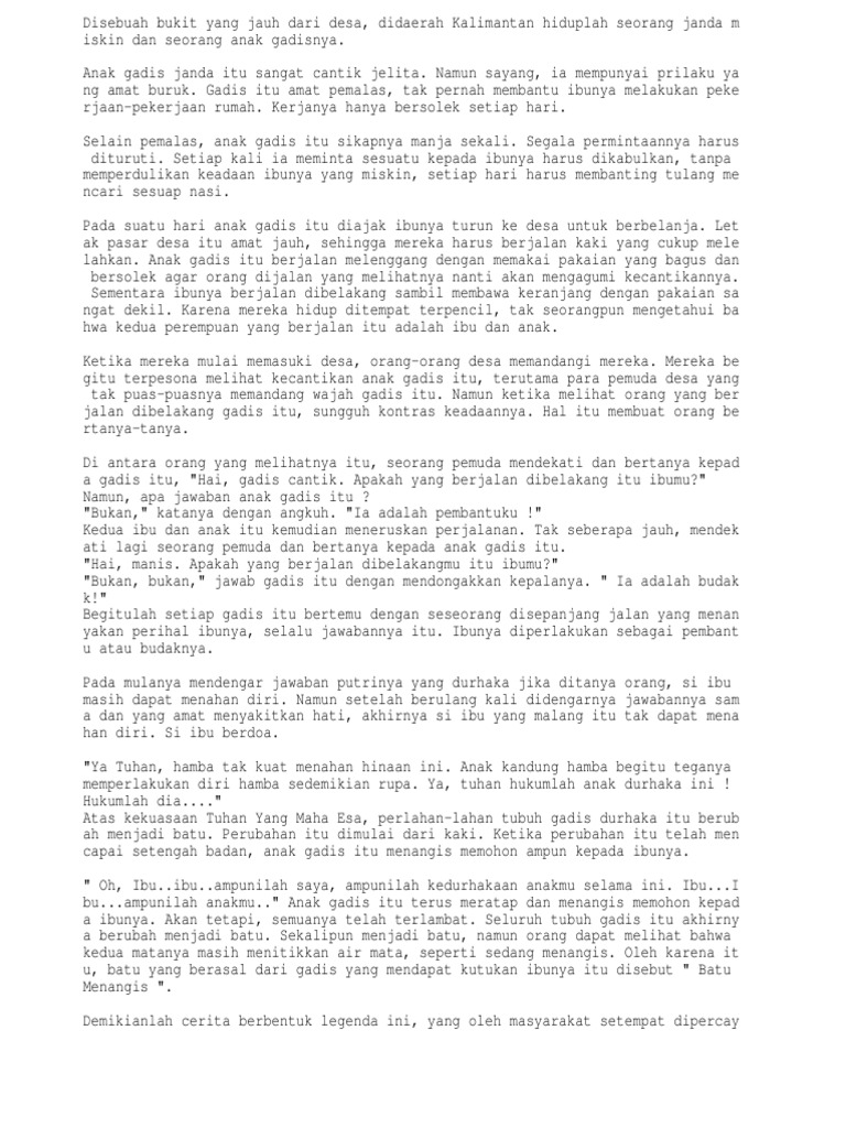 Cerita Rakyat Batu Menangis