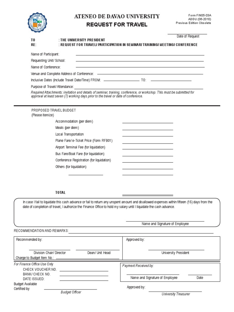 Form Travel Request Per Diem Cheque