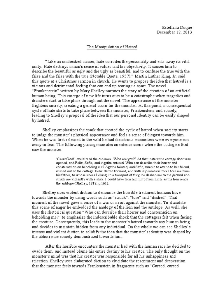 introduction paragraph for frankenstein essay