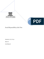 Social Responsibility of The Firm: Submitted To Dr. D. Frear MBA 505 Zead Mahmood
