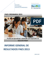 Informe de Resultados PAES 2013