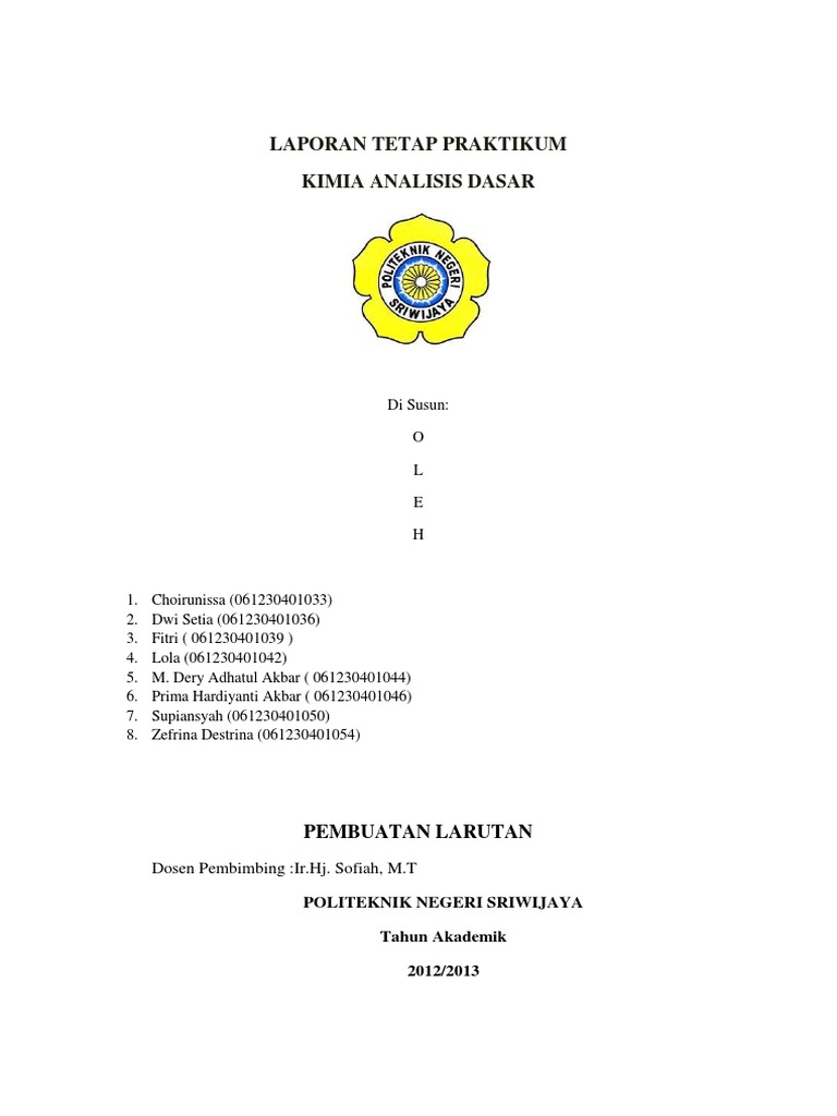 Laporan Tetap Pembuatan Larutan