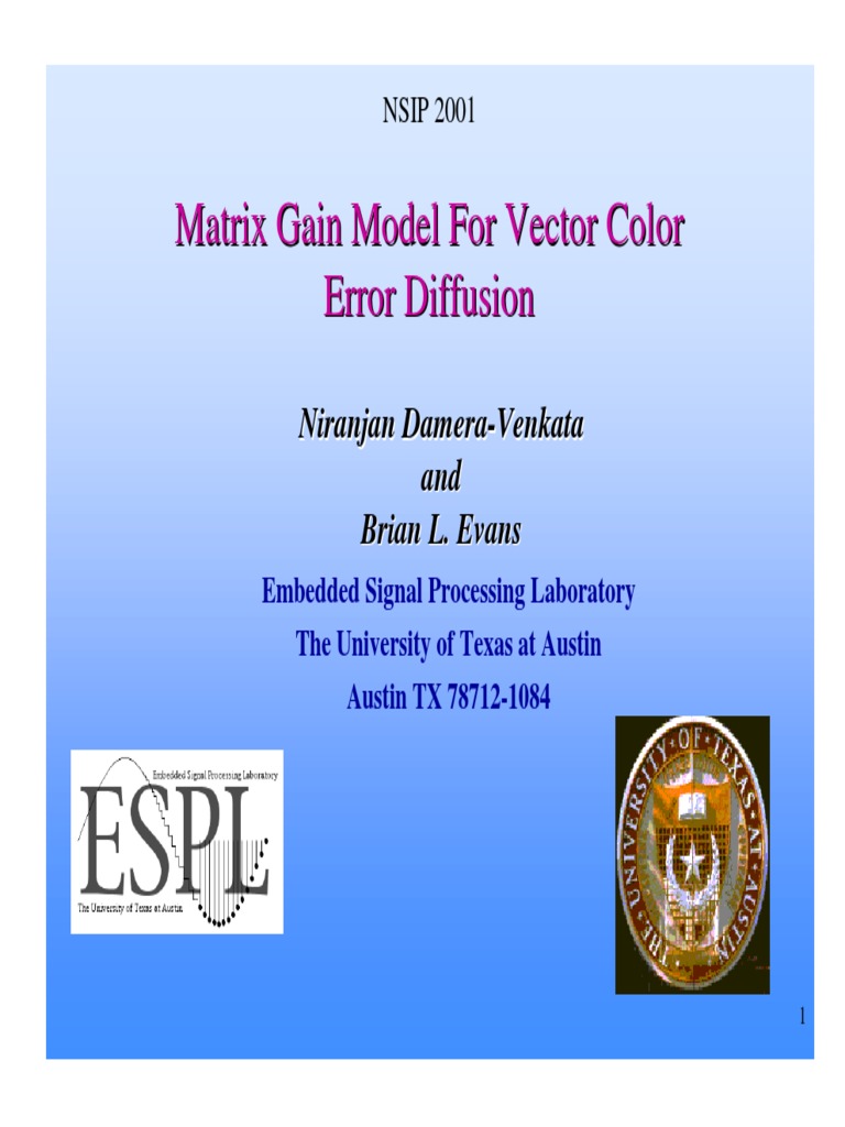 Matrix Gain Model for Color Halftoning | PDF | Distortion | Errors And ...