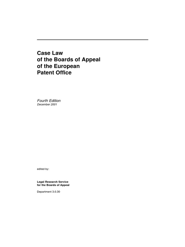 Case Law of The Boards of Appeal of The EPO PDF Priority Right Patent Application