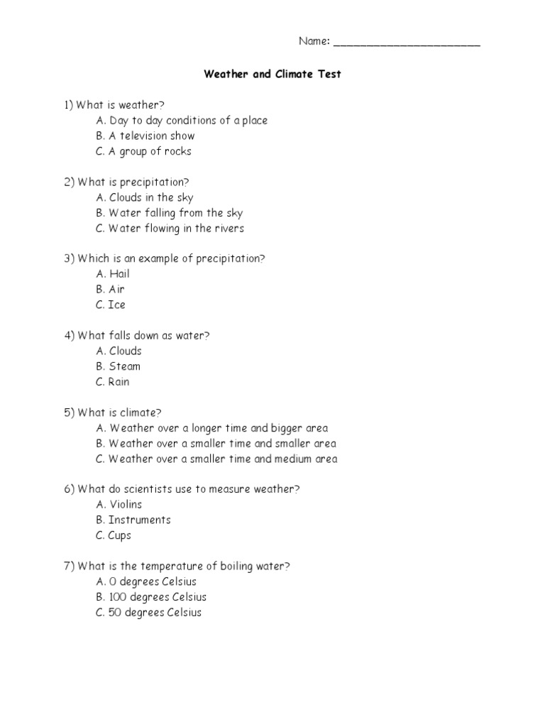 weather and climate test