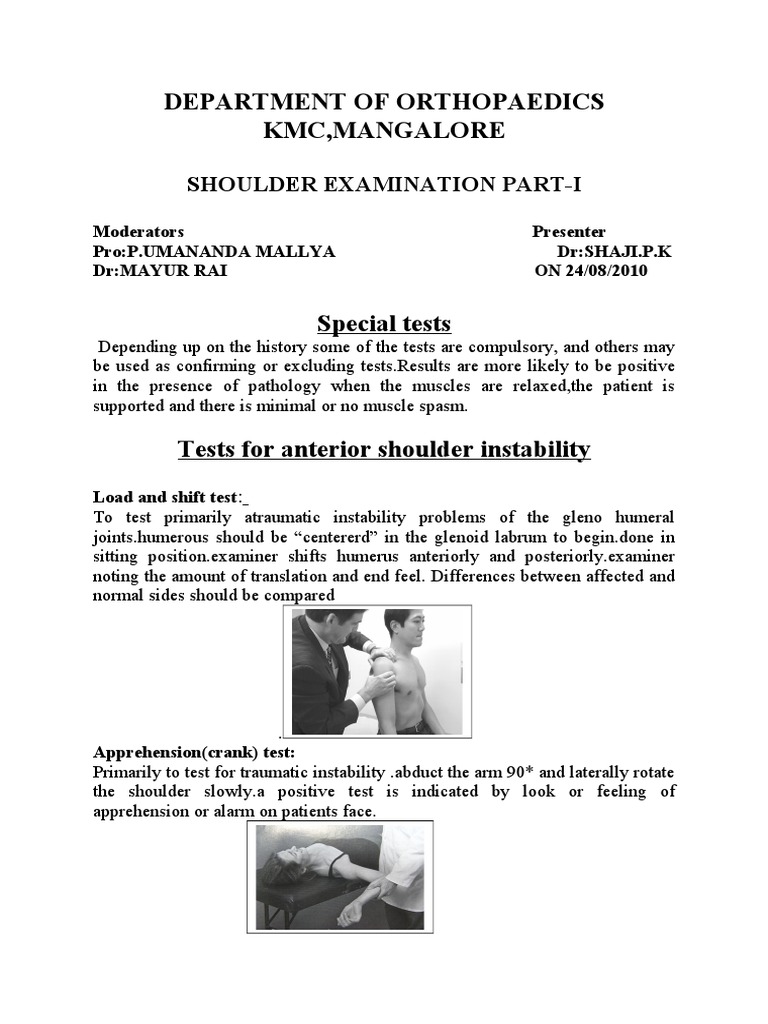 Shoulder Examination PDF Anatomical Terms Of Motion Shoulder