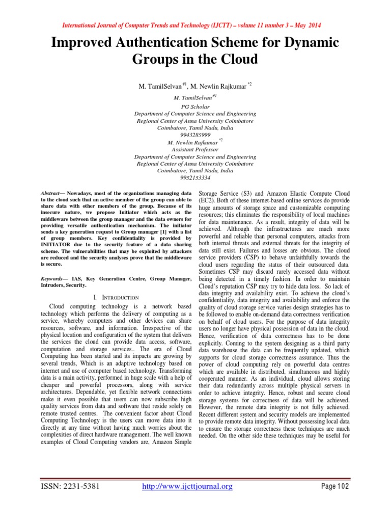 Enhanced Cloud Group Authentication Scheme | PDF | Cloud Computing ...