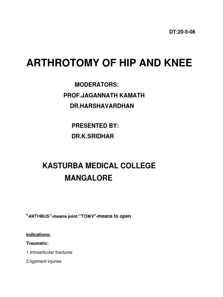 Arthrotomy of Knee | PDF | Hip | Knee