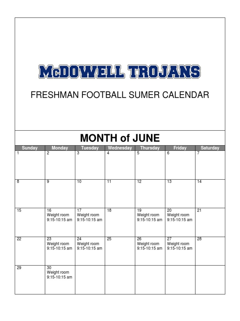 Freshman Football June Schedule | PDF