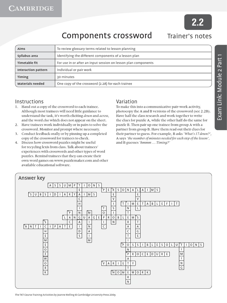 Components Crossword PDF Crossword Educational Psychology