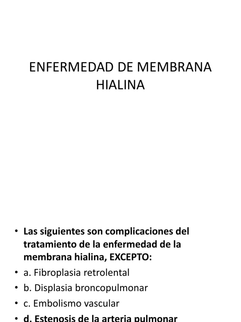 Enfermedad de Membrana Hialina Preguntas PDF