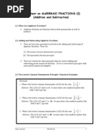 Worksheet On Algebraic Fractions