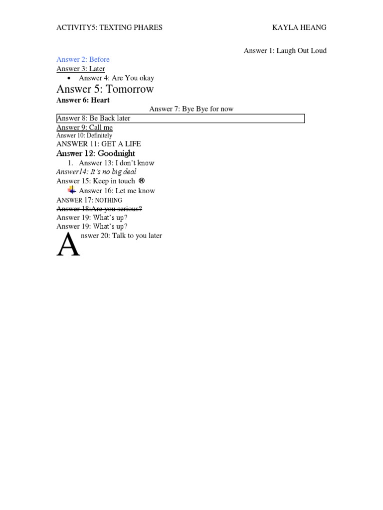 Common Texting Phrases List | PDF