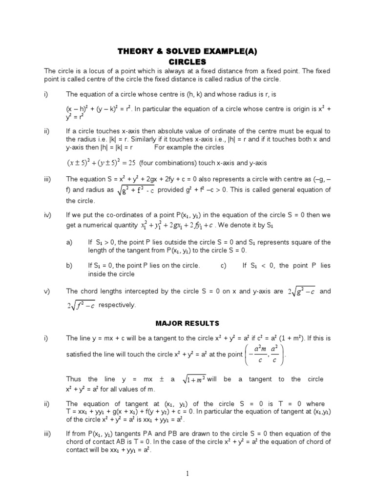 CIRCLEA Theory Solved Example.92192327 | PDF