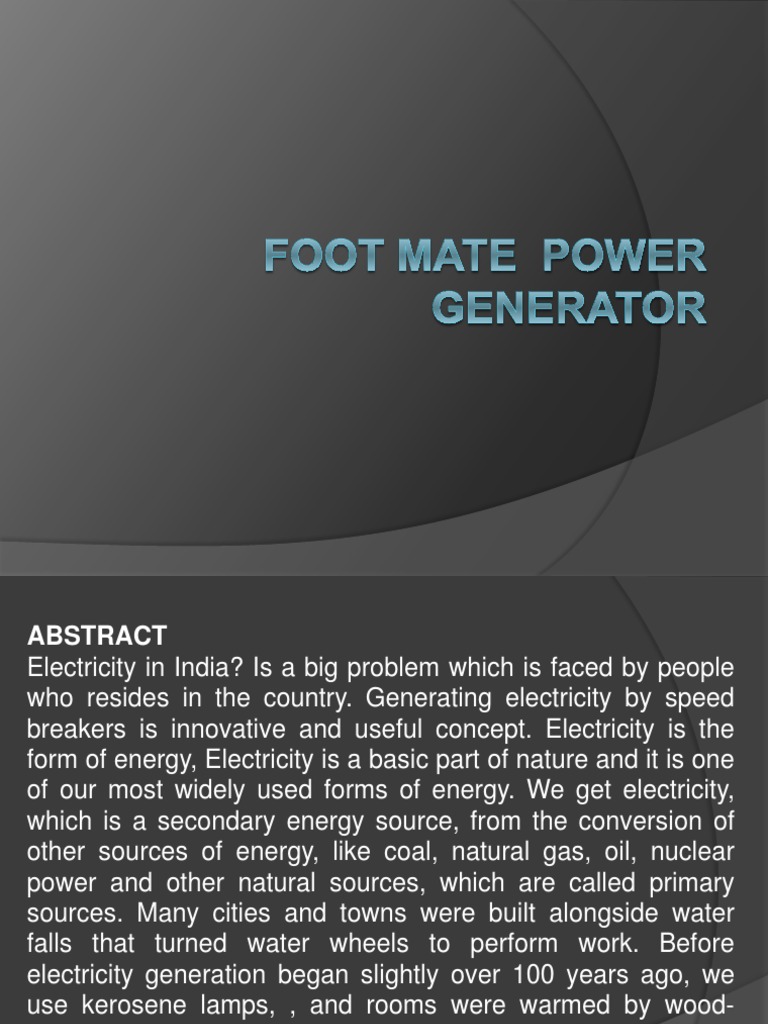 Innovative Footmate Power Generator | PDF | Electric Generator | Power ...