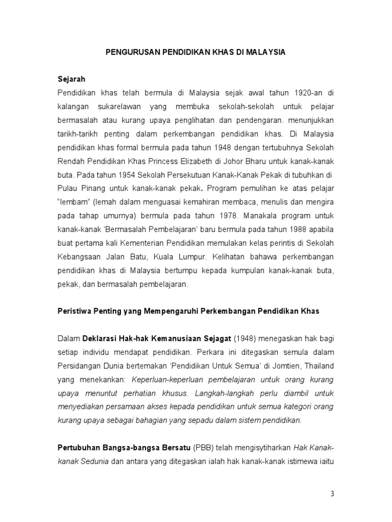 Pengurusan Pendidikan Khas Di Malaysia Di Luar Negara Pdf