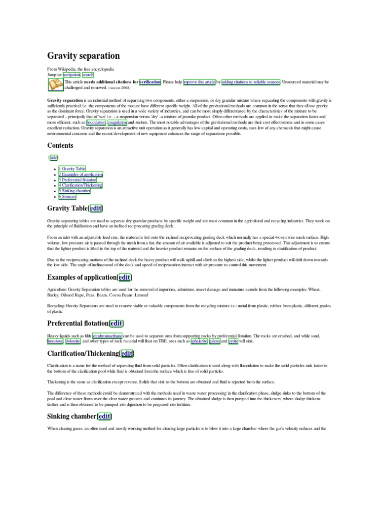 Gravity Separation | PDF | Unit Operations | Industrial Processes