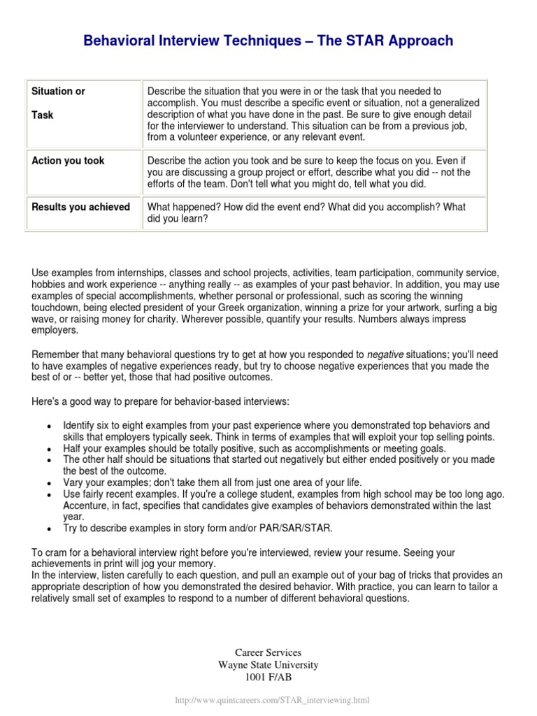 STAR Method for Behavioral Interviews | PDF