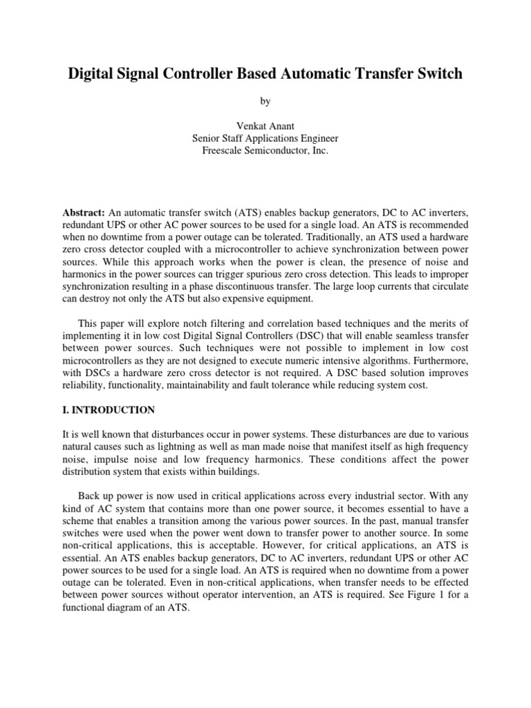DSC Automatic Transfer Switch Solutions | PDF | Digital Signal ...