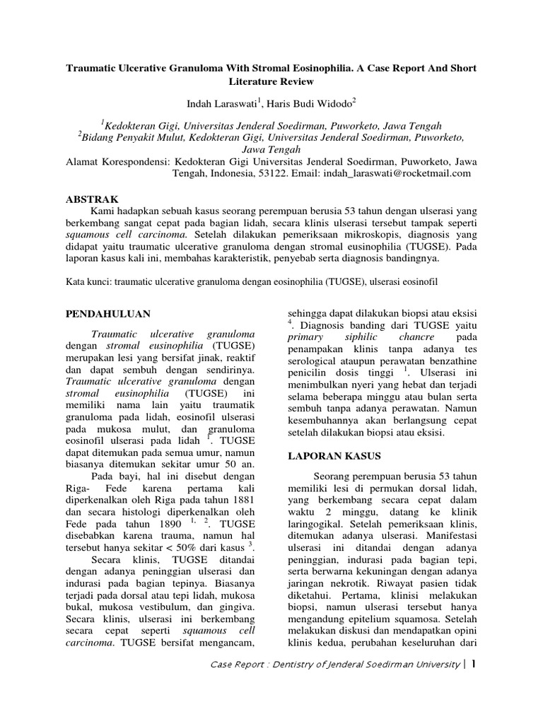 Traumatic Ulcerative Granuloma With Stromal Eosinophilia | PDF | Sains ...