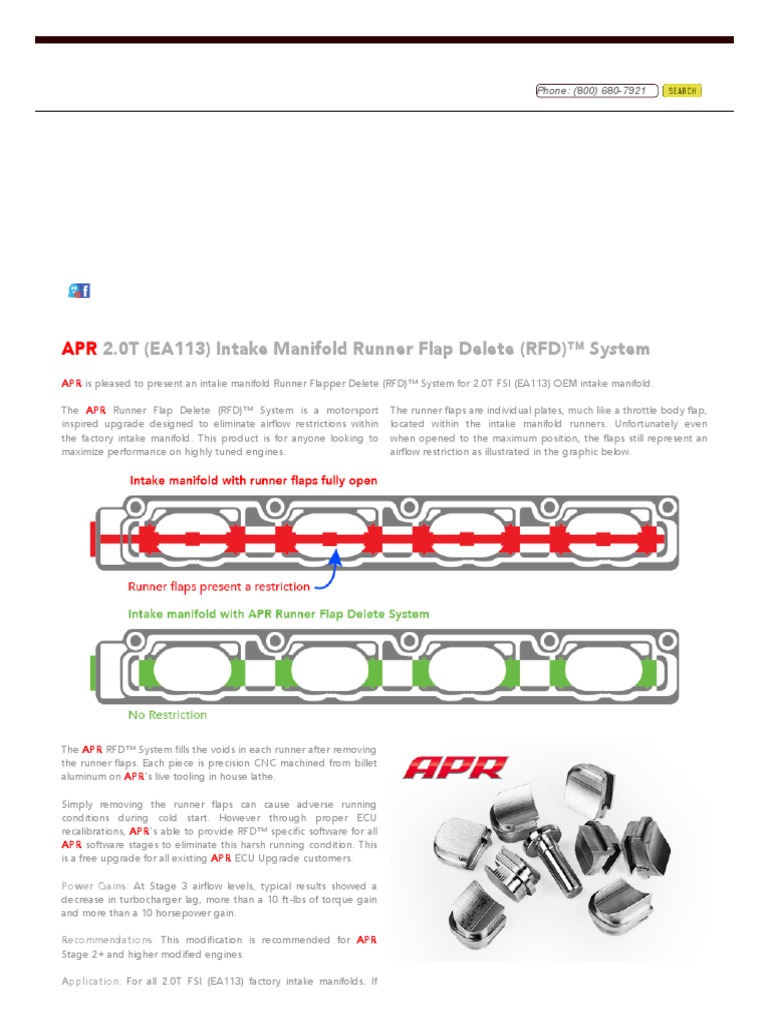 APR 2.0T (EA113) Intake Manifold Runner Flap Delete (RFD) ™ System