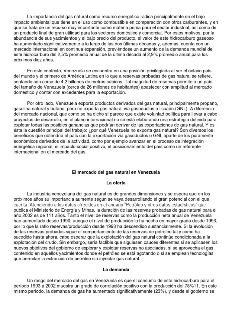 Importancia del Gas Natural en Venezuela | PDF | Petróleo | Gas natural