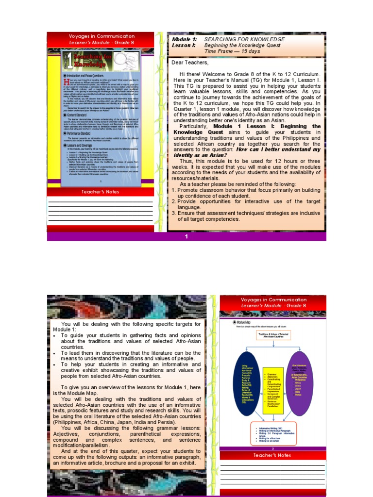 Grade 8 English Teacher's Guide | PDF | Teachers | Curriculum